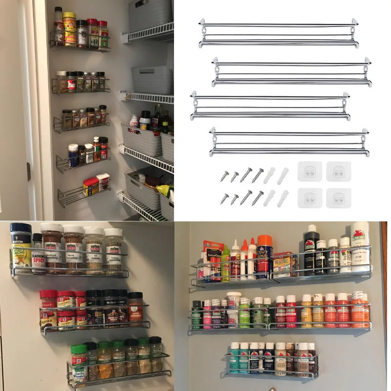 

Wall Mount Spice Rack Organizer for Cabinet Spice Shelf Seasoning Organizer Pantry Door Organizer Spice Storage