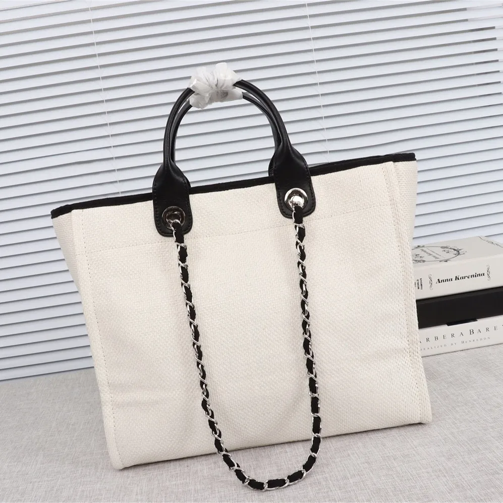 

2021 new beach bag high quality solid color silk embroidery large capacity shopping bag 39x20x30cm