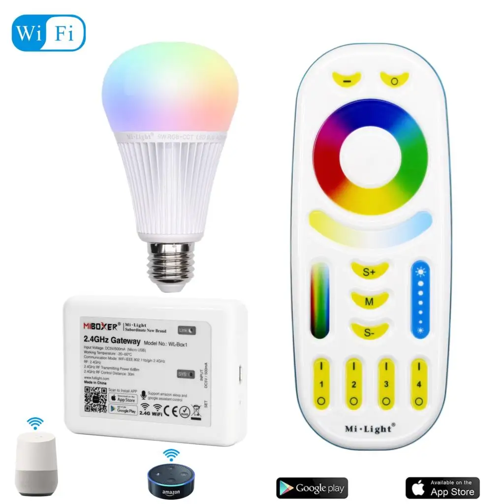 9 Вт Светодиодная лампа E27 RGB + CCT ночник Mi светодиодные лампы AC 85 V 265 2 4G RF