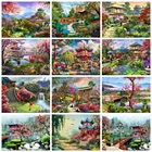 Алмазная 5d-картина HUACAN с пейзажем, мозаика, весеннее настенное искусство сделай сам, вышивка Дом стразами, рукоделие