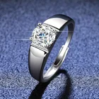 Для мужчин отличный крой D Цвет пройти алмаз Тесты 1 карат муассанит обручальное кольцо 925 серебро сверкающий камень кольца pt950 штамп ювелирные изделия