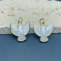 natural white sea shell peace dove pendants for jewelry making plated gold mother of pearl necklace charms accessories