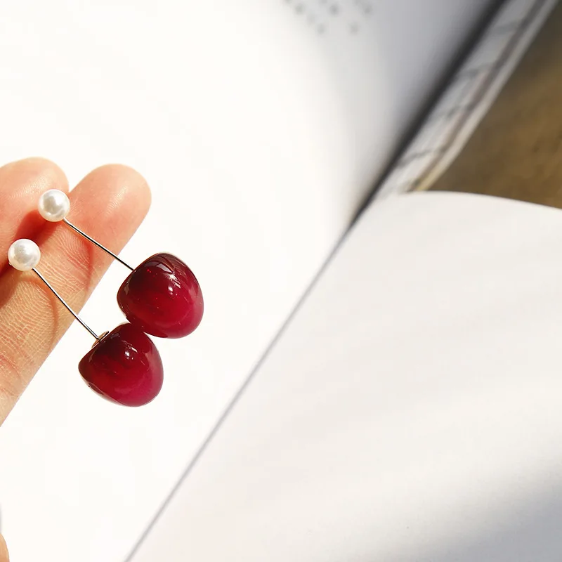 Японские милые градиентные серьги-капли с изображением красных вишен и фруктов, серьги для женщин и девушек, для свадебной вечеринки