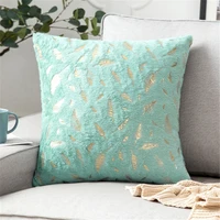 plush bronzing feather christmas new year white red green pillowcase chair seat home decor modern pillow cushion cover for sofa