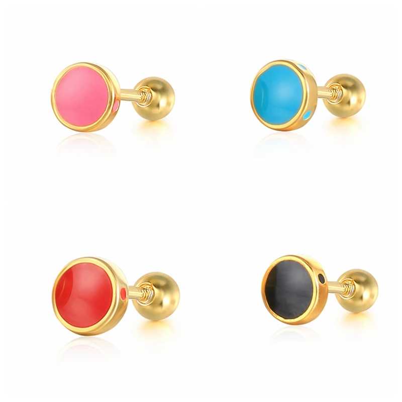 

CANNER 925 Sterling Silver Earrings For Women Color Circle Stud Earrings Piercing Pendientes plata 925 2021 Trend Vintage Aretes