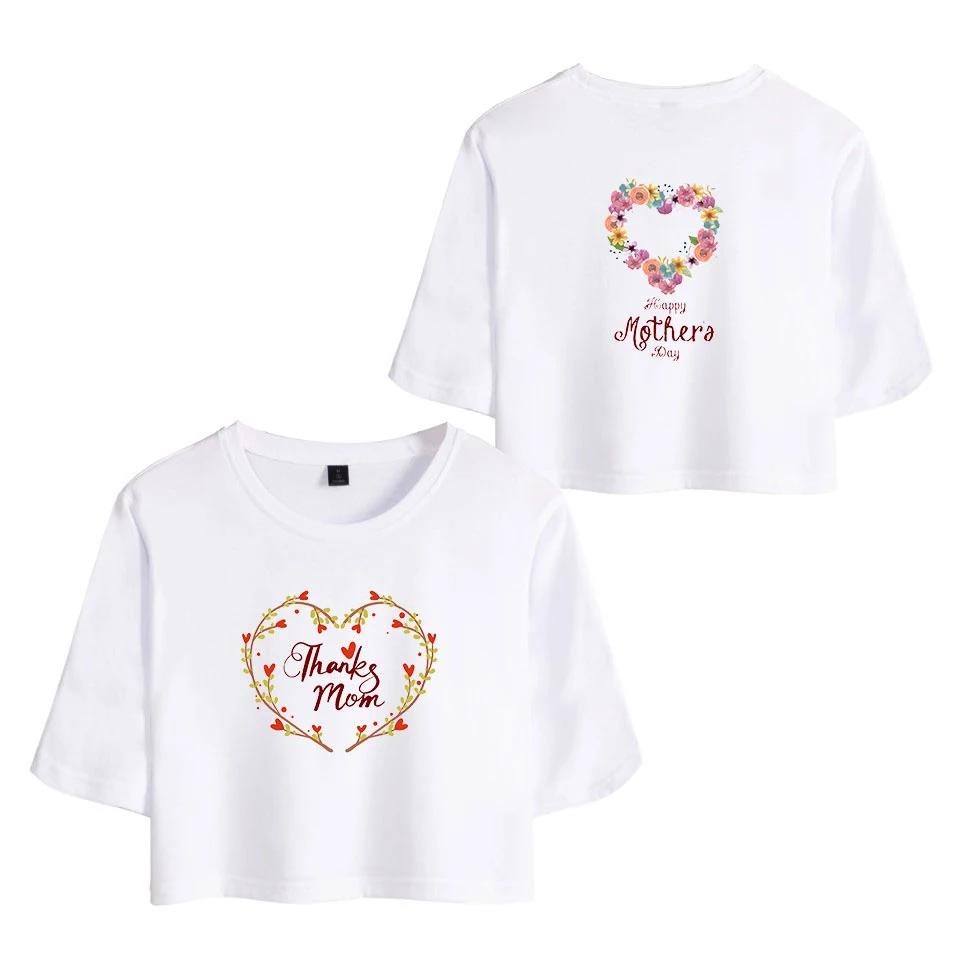 

2021 New Crop Top Women Sexy Clothing Mother's Day Navel T Shirt Summer Short Sleeve Tees Top Great Mother's Day Gift