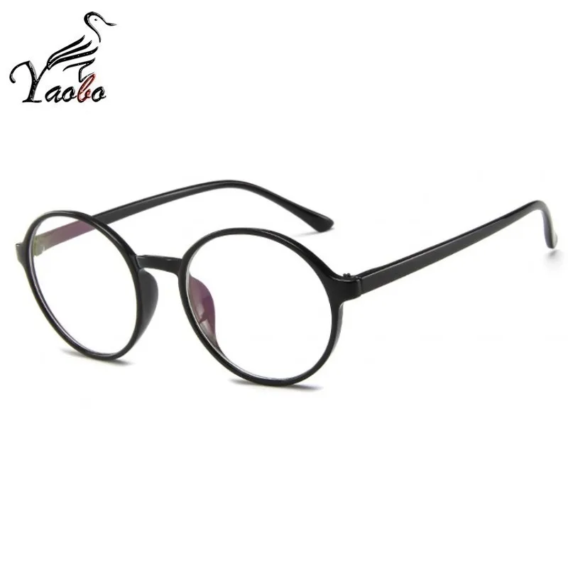 BRIGHT BLACK Круглые Женские очки, известный бренд, прозрачные компьютерные очки, оправа, черные очки, женские очки, ботаник, близорукость, прозрачные очки - Цвет оправы: BRIGHT BLACK