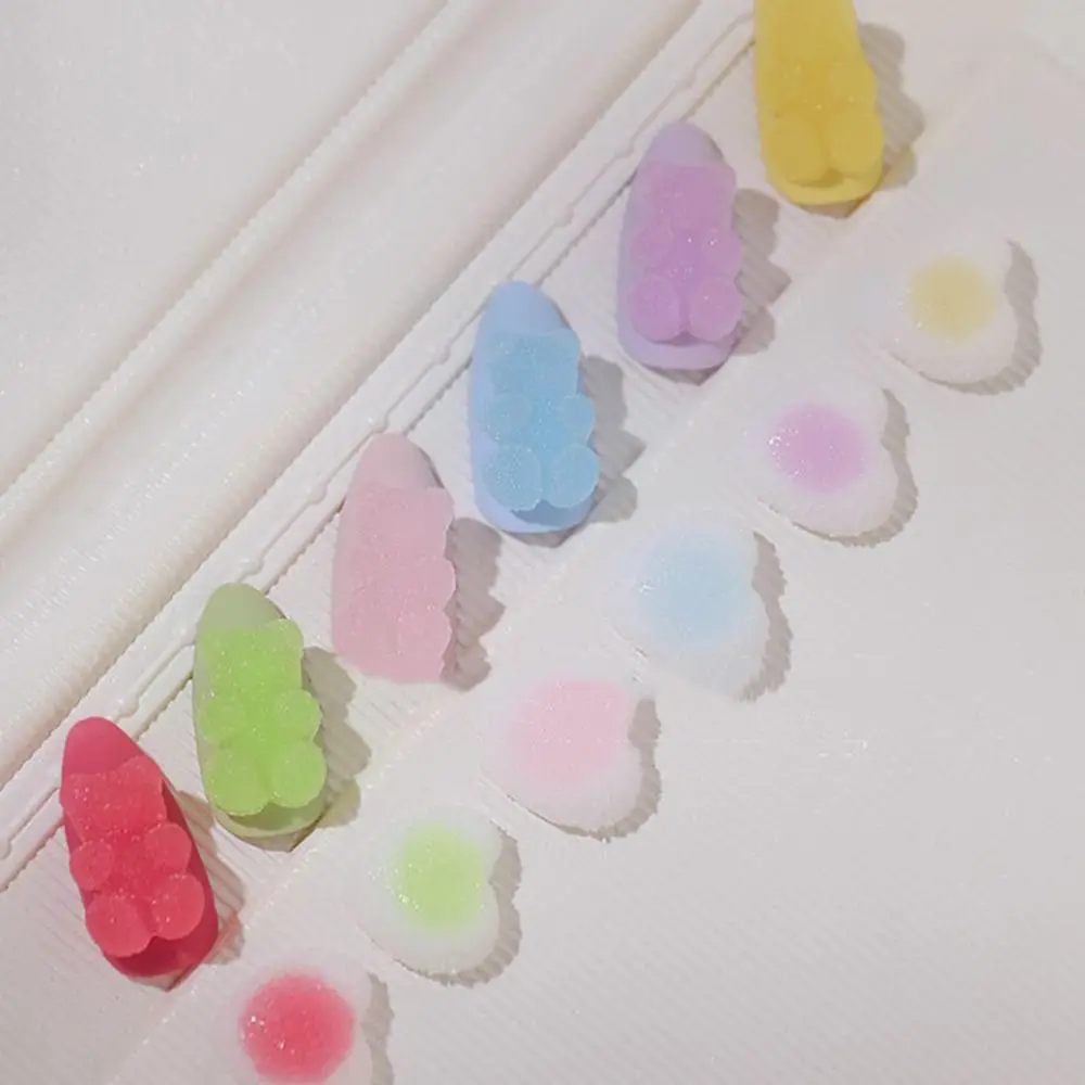 Украшения для ногтей в виде маникюрного медведя конфетных цветов милые