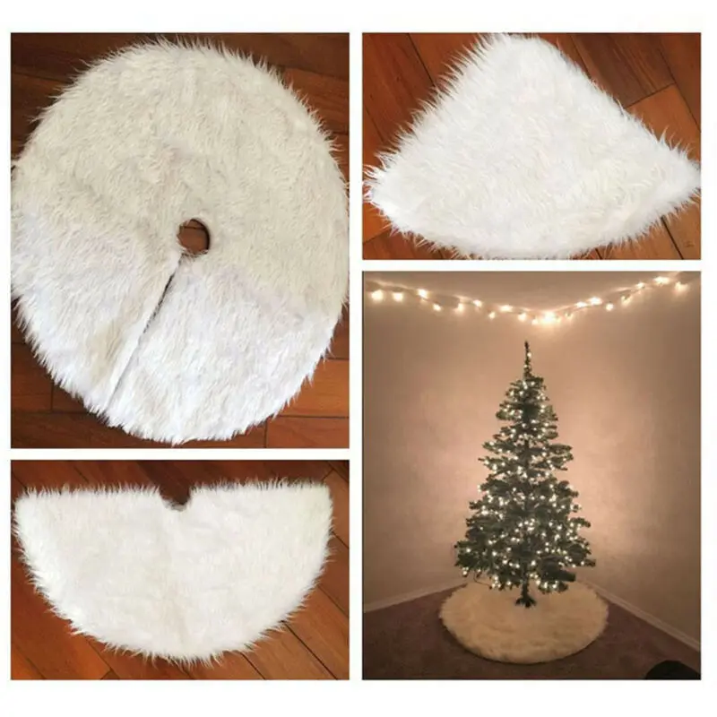 1pc White Plush Christmas Tree Skirts Fur Carpet Merry Decor Home Natal Skirt New Year Base Floor Mat Cover | Дом и сад