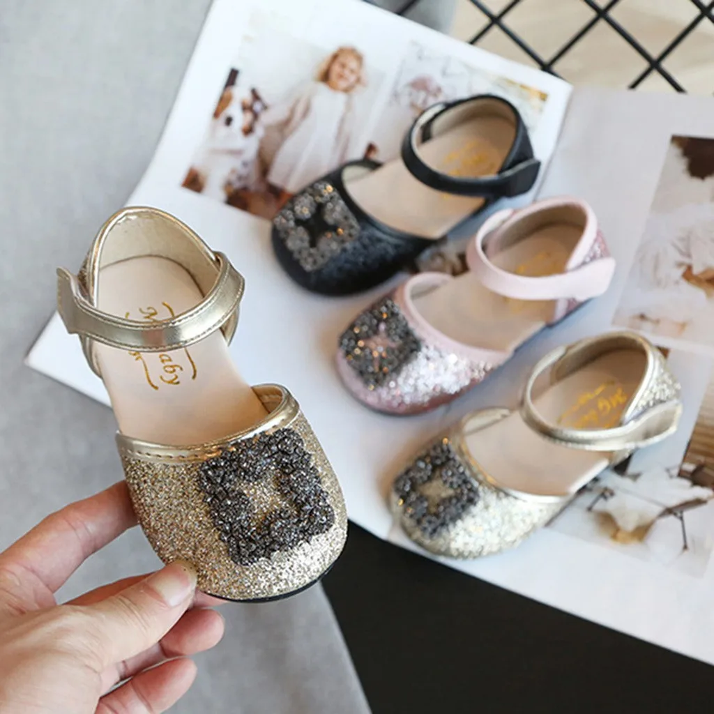 

Summer hot girl princess shoes children baby girl leather dance cover solid color multi-size princess shoes 40*