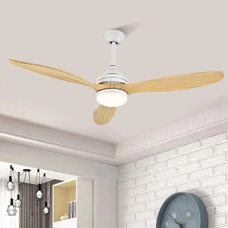 

Nordic Wooden Ceiling Fan Light for Living Room Bedroom Modern Led Ceiling Fan Light with 3 Blades Fan Lamp