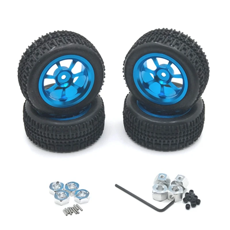 

76mm Metal Wheel Tire Tyre with Wheel Hex Nut Adaptor for Wltoys A959 A979 144001 124019 RC Car Upgrade Parts