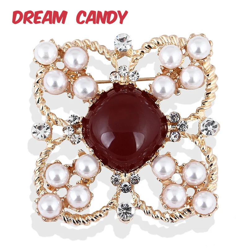 Женская Брошь с жемчугом Dream Candy винтажная красная брошь из смолы | Отзывы и видеообзор
