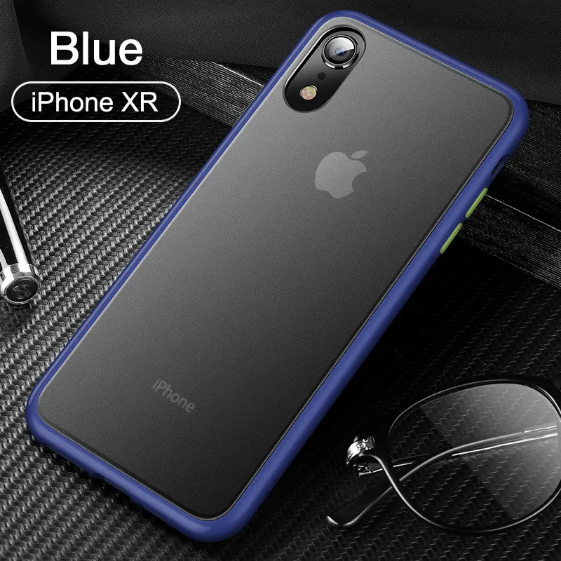 CAFELE Новейший цветной чехол для iphone Xr силиконовый+ PC полупрозрачный чехол для iphone Xr - Цвет: Blue