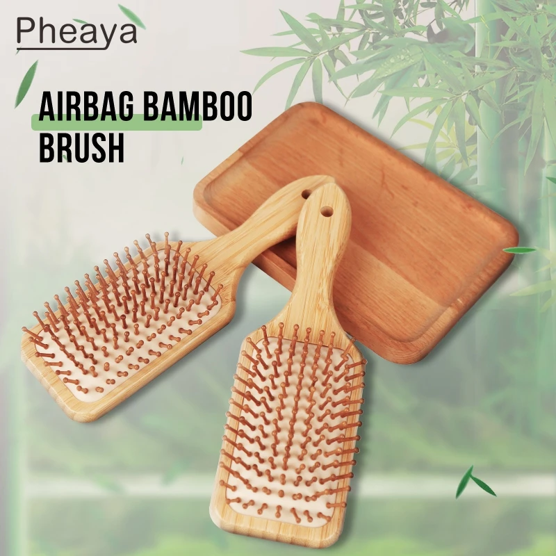 Женская Массажная бамбуковая щетка для волос антистатические
