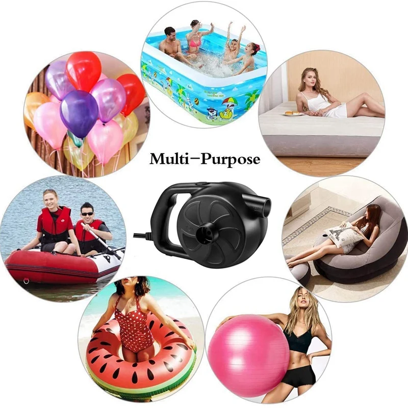 

300W Electric Air Pump High Pressure Quick-Fill Swimming Pool Air Pump Air Inflator with 5 Nozzle for Home Boat EU Plug
