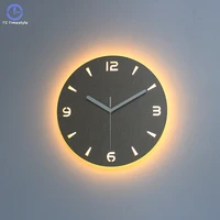 wall clock luminous remote control dimming backlight mute decoration night light atmosphere lamp bedroom wooden watch quartz