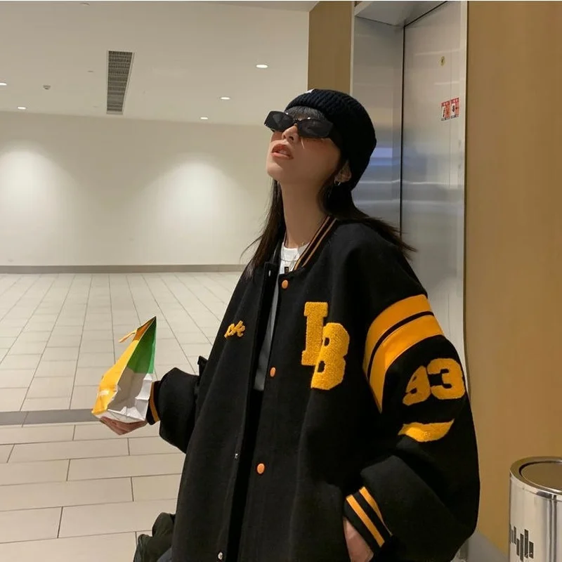 

2021 jacket female autumn and winter new Korean version of loose plus velvet thick sweater student ins baseball uniform tide