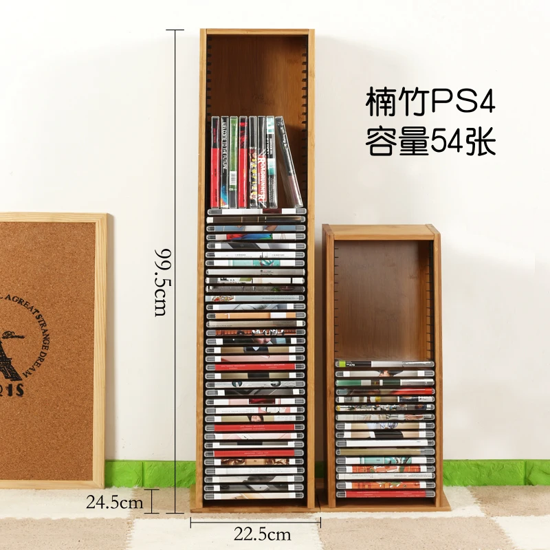 

CD rack Bamboo Material CD Stand DVD Rack PS4 Game Storage Blu-ray Disc Shelf Black Film Holders CD Receiving Racks