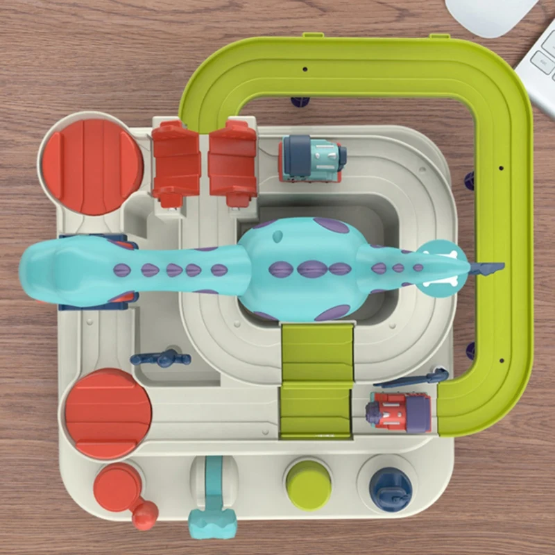 

Dinosaur Big Adventure Toy Car Train Break Through the Pass Track Sliding Manual Toy Rail Car Popular Birthday Gift