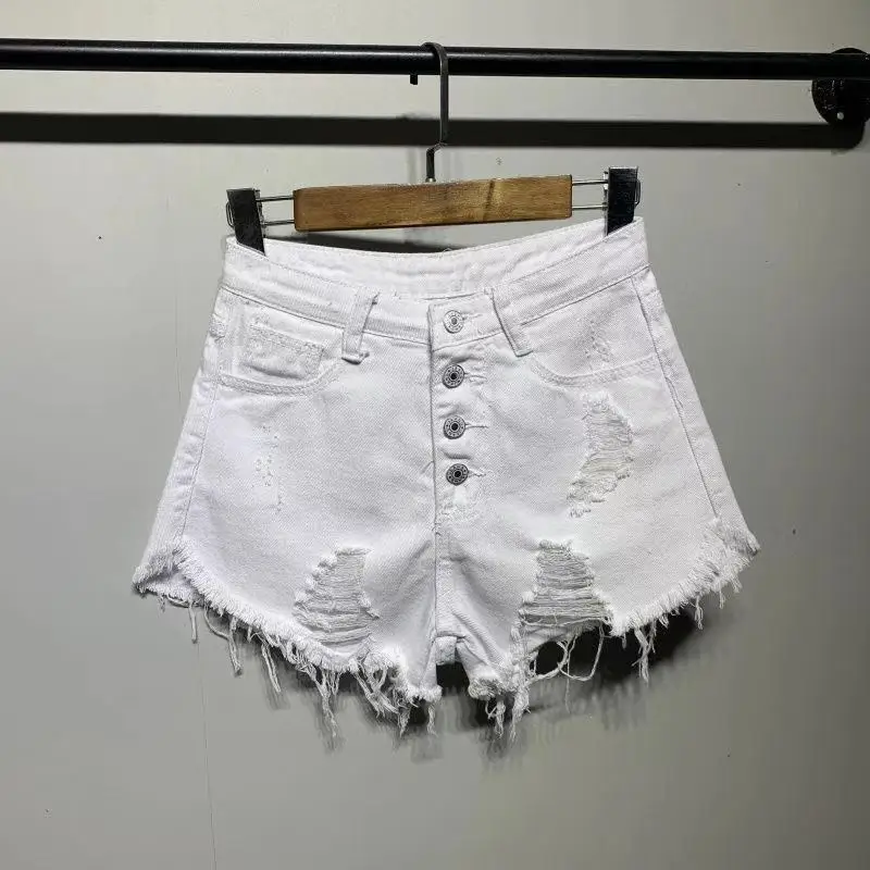 

Women Fashion Casual Summer Cool Denim Booty Shorts High Waists Plus Size Sexy Hole Short Jeans Chic Hot Ladies Harajuku Bottom