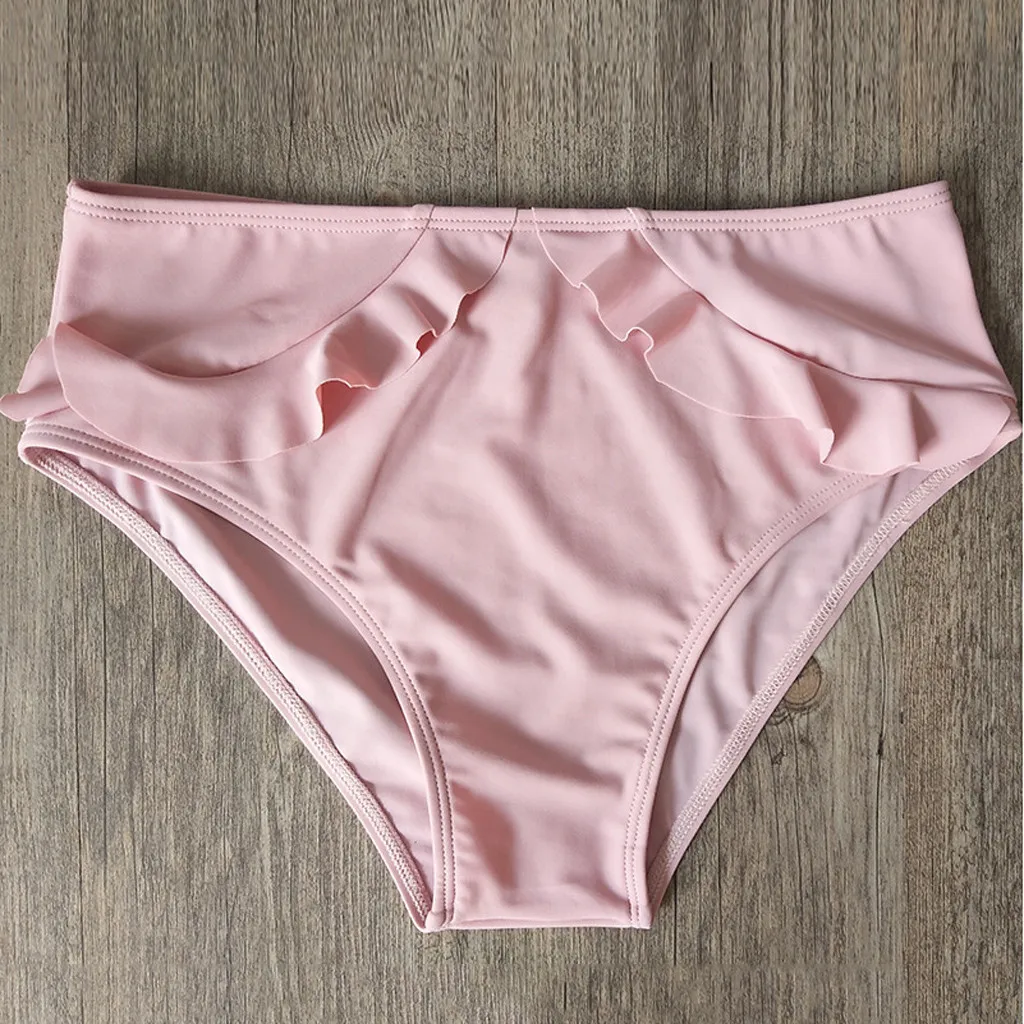 Купальник женский однотонный пикантный раздельный комплект бикини с оборками и