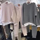 Женский спортивный костюм, уличная одежда, осенне-зимний спортивный костюм, пуловер, свитшоты, штаны-шаровары для бега, Женский комплект из 2 предметов, спортивные костюмы