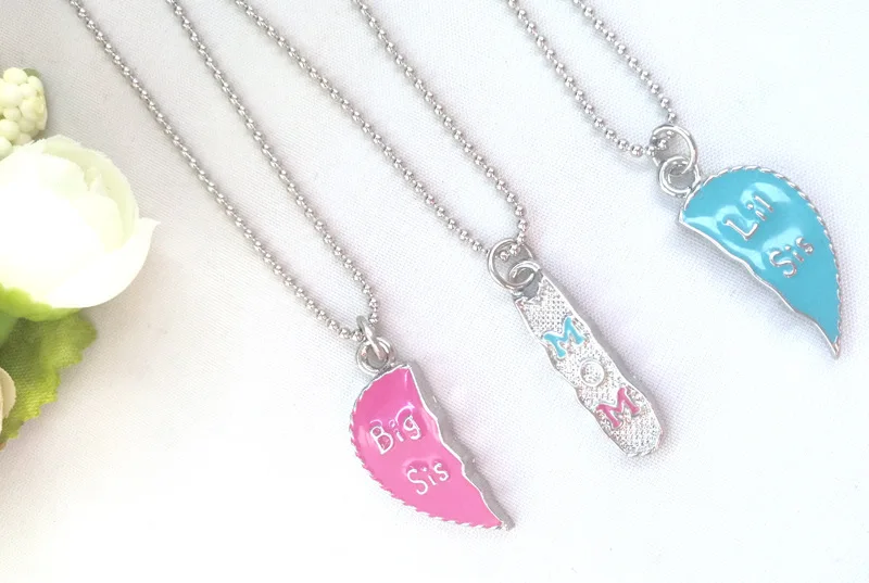 3 шт./партия сплав большая сестра мама маленькая сестренка эмаль сердце кулон