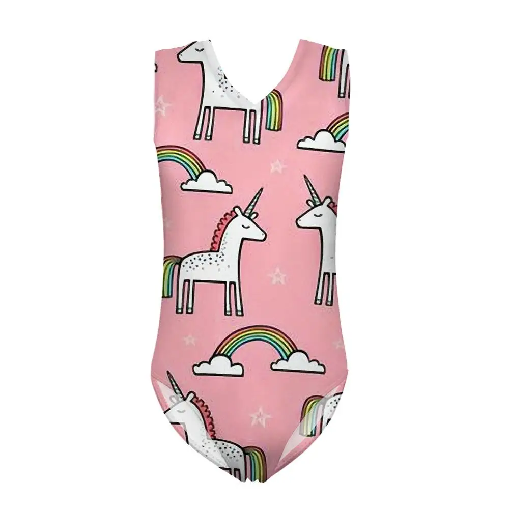 HYCOOL Cute Heart Shape Rainbow Unicorn Print Kids Swimwear Girls One Piece Suits Primary School Children Summer Bathing | Спорт и