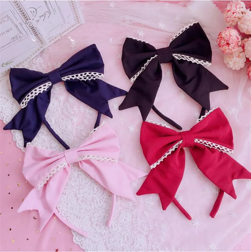 Японский большой бант KC лента для волос аксессуары из кружева бандана на каждый
