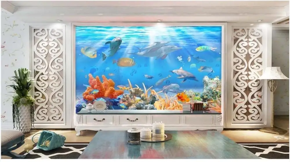 3D фрески обои на заказ фото HD подводный мир Дельфин фон настенные бумаги декор