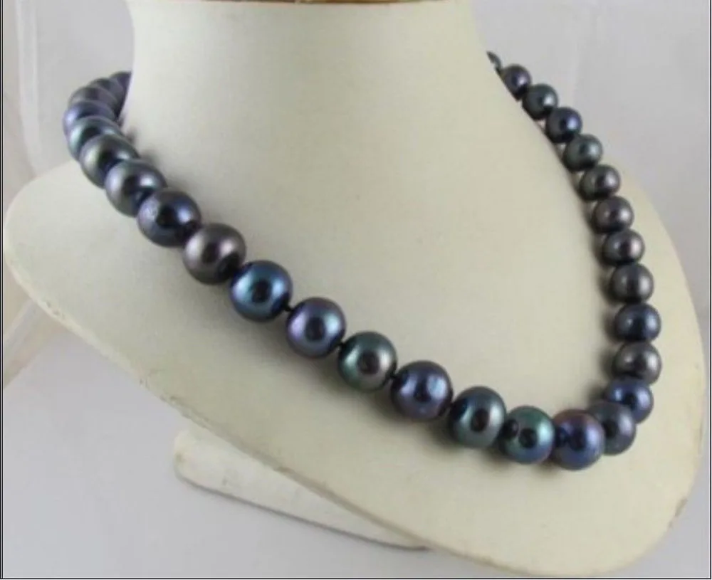 

8-9MM AAA BLACK TAHITIAN PEARL NECKLACE 17" ^^^@^Noble style Natural Fine jewe