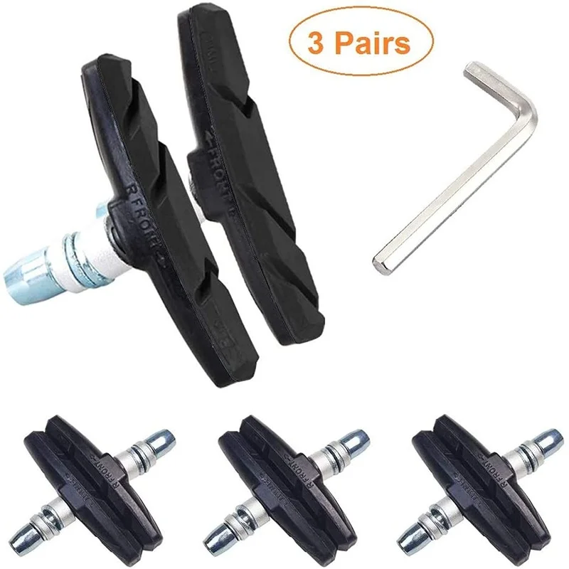 

Комплект тормозных колодок для велосипеда, 3/1 пар тормозных колодок с шестигранной гайкой и прокладками, бесшумные, Нескользящие, 70 мм тормо...