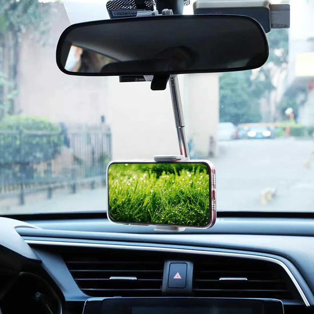 

360 Degrees Car Rearview Mirror Mount Phone Holder For iPhone 12 GPS Seat Smartphone Car Phone Holder Stand Adjustable Support