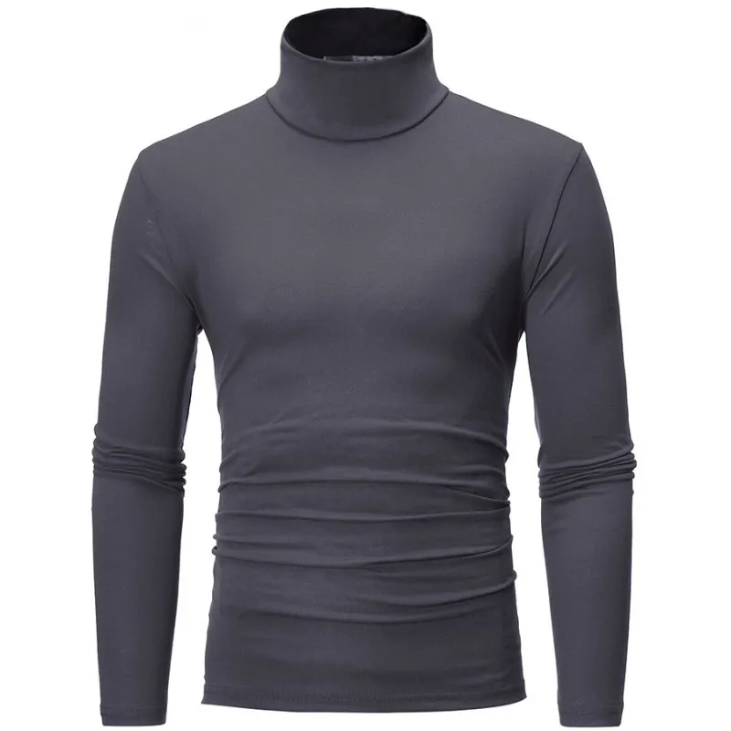 

Autumn Winter New Men's Bottoming Shirt High Collar Long-sleeved Solid Color Basic Slim Warm Sweater