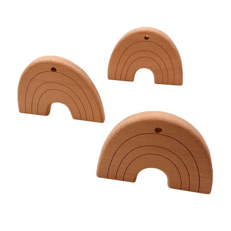 

Baby Teether Wooden Rainbow Bridge Pacifier Pendant Beech Chewing Teething Molar