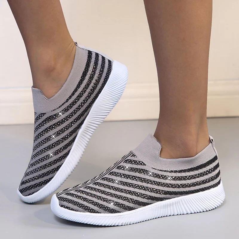 

Women's Sports Shoes Socks Shoes Crystal Spring and Autumn Leisure Sports Shoes Flat Shoes Women's Walking Basket Femme Large 43