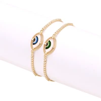 trendy gold plated zircon chain bluegreen enamel greek evil eye pendant bracelet for women bangle christmas gift couple jewelry