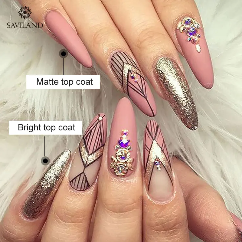 SAVILAND Matte Top Coat Semi Permanent No Wipe UV Gel Varnish Sealing Soak Off LED Nail Polish Base Combination | Красота и здоровье