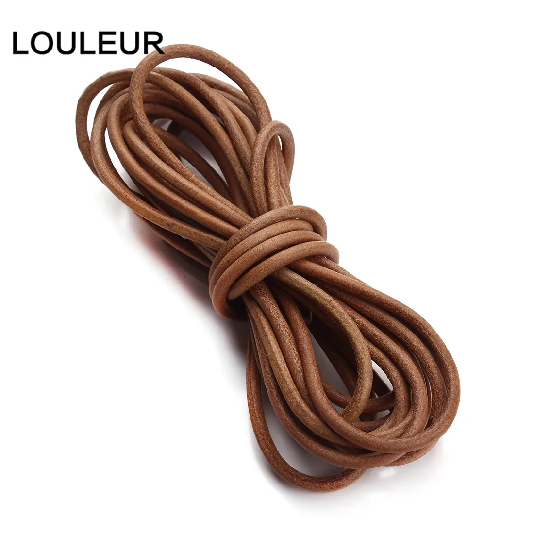 LOULEUR 5 м/лот 1,5 2 2,5 3 4 мм натуральный шнурок из коровьей кожи для браслета винтажные Коричневые круглые кожаные веревочки Ювелирные изделия