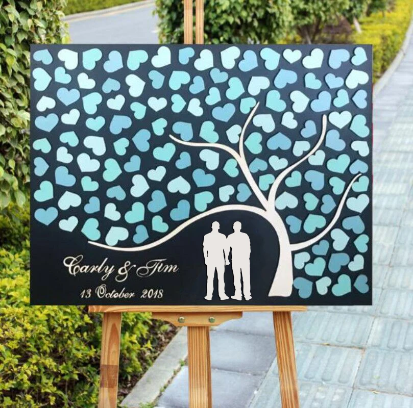 Книга для гостей двух женихов альтернатива 3d свадебная книга деревянное сердце