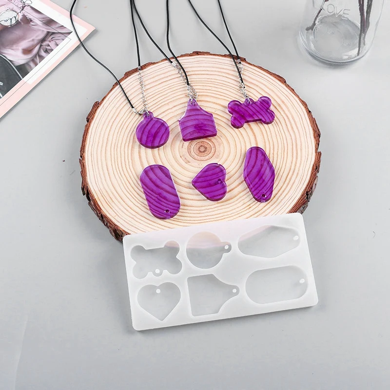 

7Pcs Deer Cosmetic Resin Mold, Silicone Crystal Epoxy Jewelry & 1 Pcs Dog Bone Tag Pendant Silicone Mold Manual Mirror