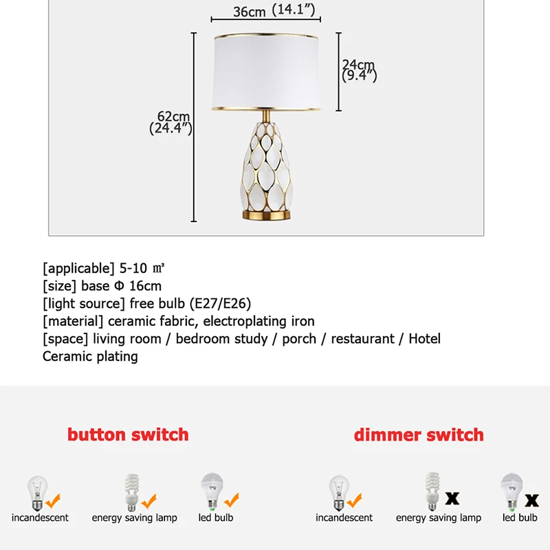 AOSONG Керамические настольные лампы роскошные современные ткани для фойе гостиной