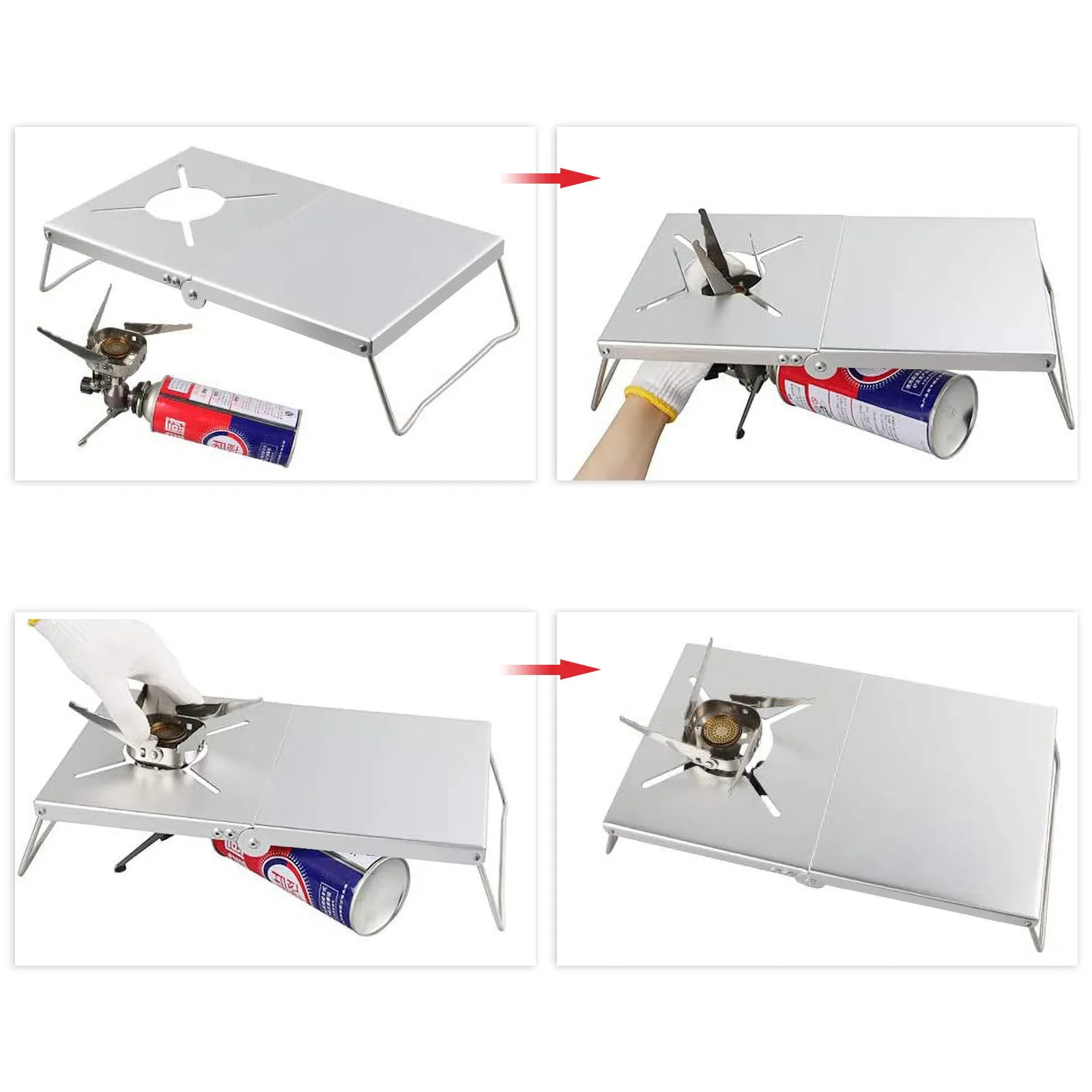 

Stainless Steel Folding Burner Table Tovelent Heat Table For Single Burner 1 Unit Multi-purpose Folding Lightweight