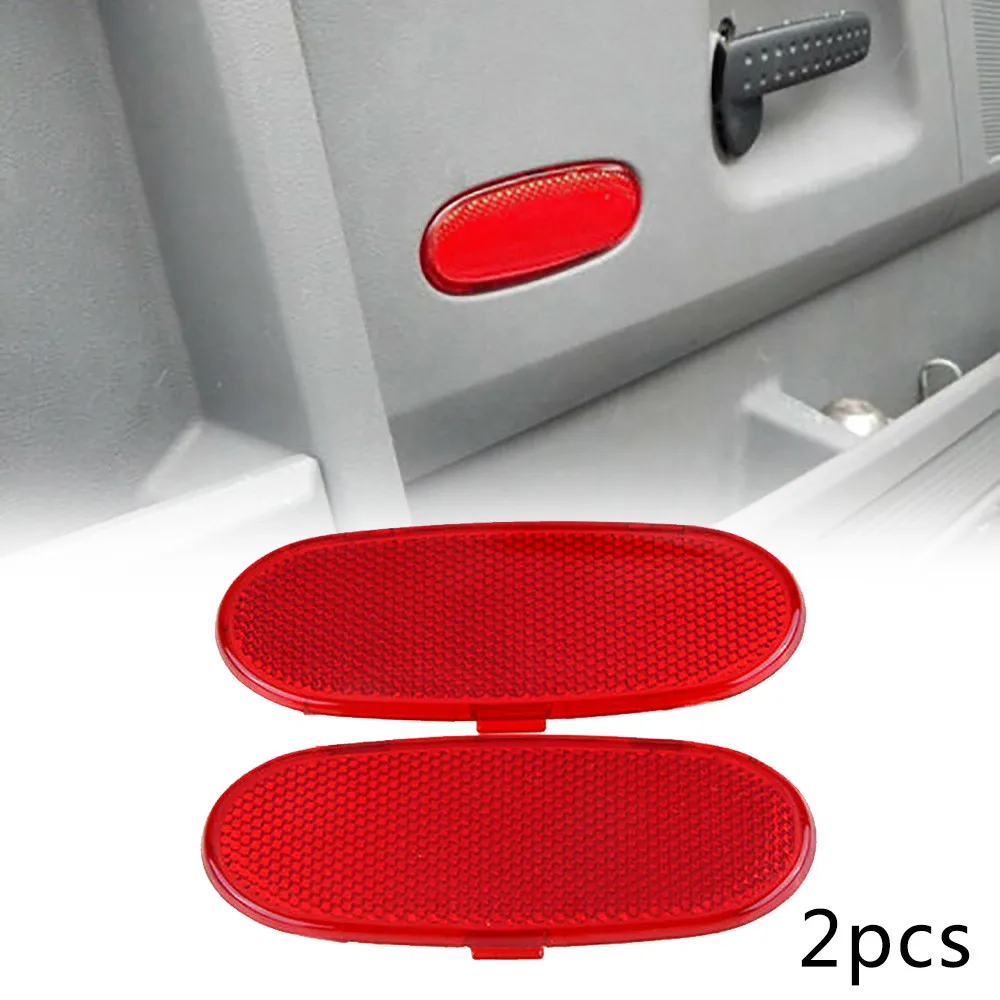 

2pcs Door Panel Reflector Cover Accessories For 02-08 Dodge Ram 1500 Front Parts Red