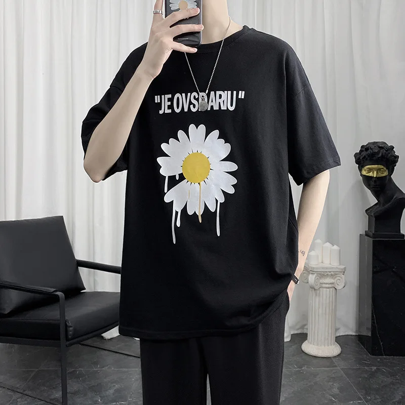 

2021 Summer Short-Sleeved T-shirt Men's Ins Fashion Brand Hong Kong Style Half Sleeve T-shirt men clothing oversized t shirt