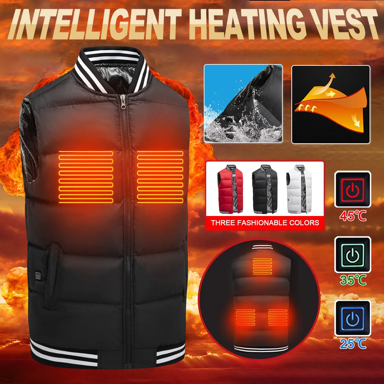 

Men Autumn USB Infrared Electric Heating Vest winter Smart heating Cotton Vest Women Outdoor Flexible Thermal Winter Warm Куртка