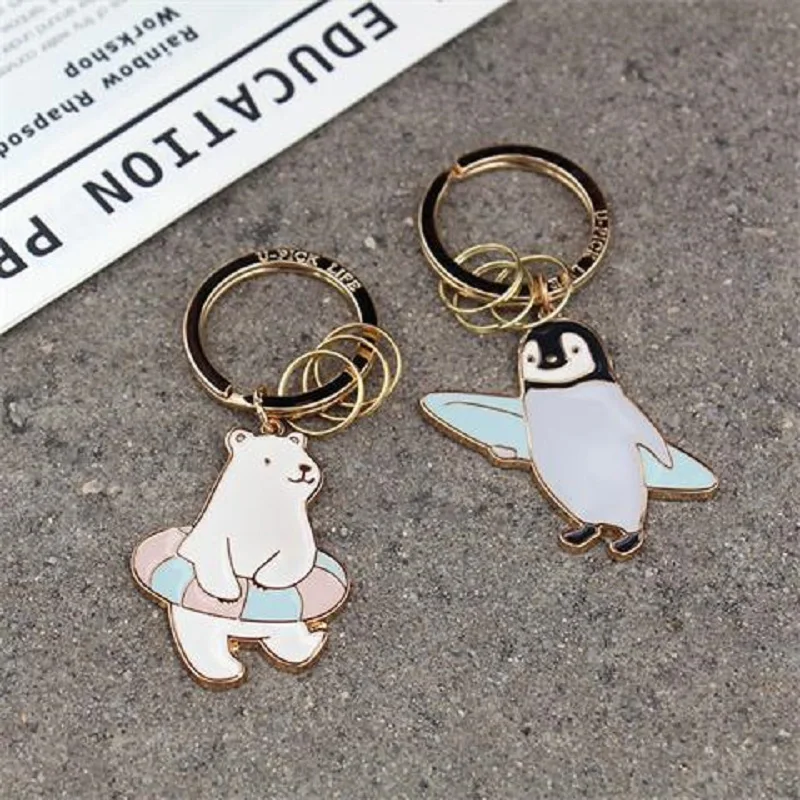 Новинка Модный милый брелок для ключей с героями мультфильмов животные Пингвин