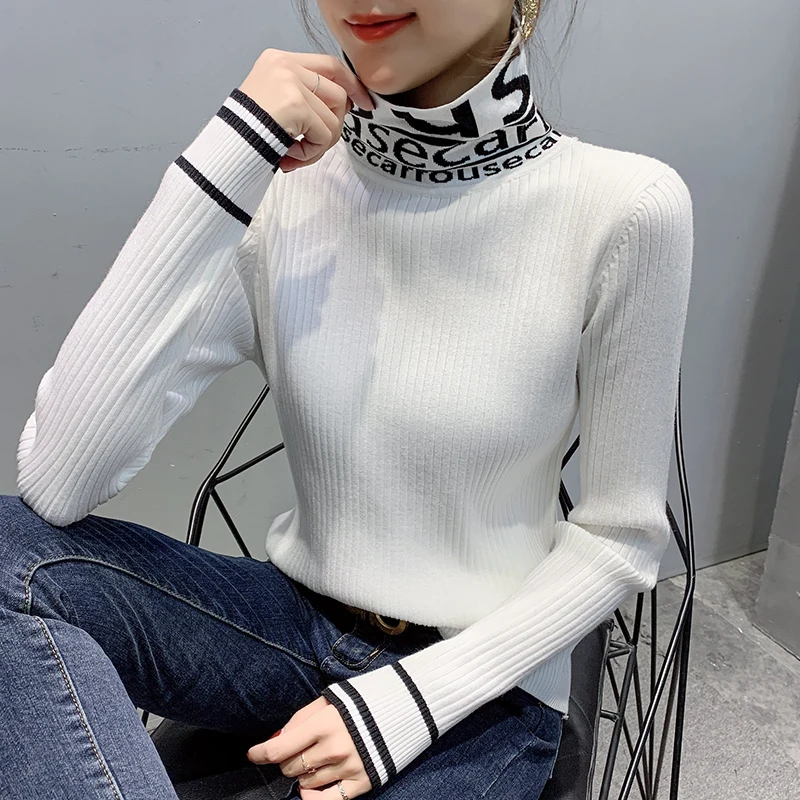

Autumn Winter Knitted Thick Sweater Women Clothes Letter Ropa Mujer Korean Pullover Ropa Mujer Bottoming Shirt Tops 2020 M07716