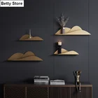 Стеллаж для домашнего хранения, ручное украшение, настенная полка, металлик, золотые облака, горный пик, абстрактное украшение для стен